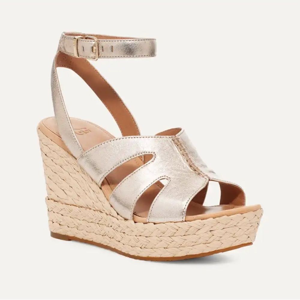 UGG Women's Careena Ankle-Strap Espadrille Platform Wedge Sandals size 9